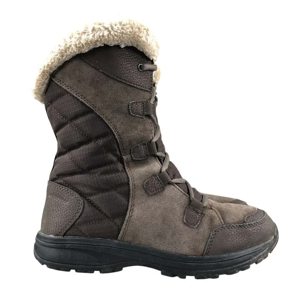 Columbia Women's Size 8 Ice Maiden II Brown Leather Waterproof Winter Boots